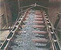 Coal elevator apron transfer conveyor